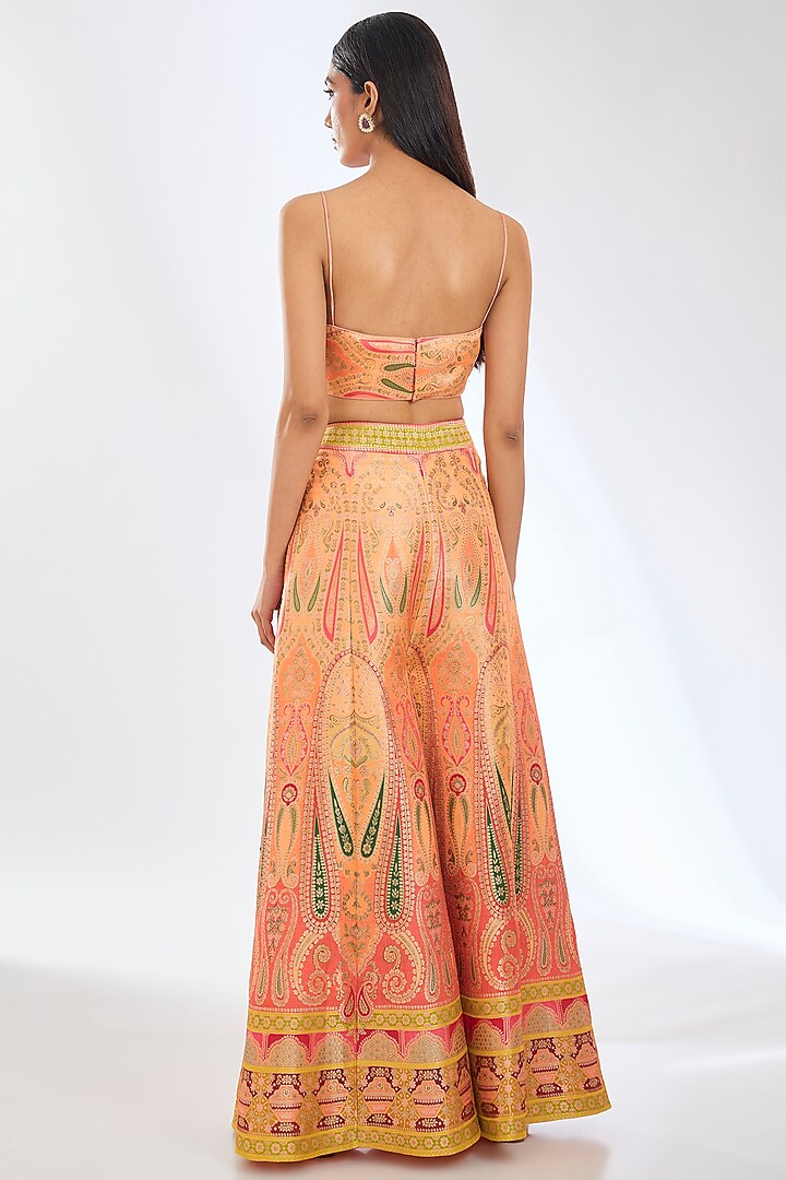 Peach Georgette Zari Work Cape Set by Rabani & Rakha at Pernia's Pop Up Shop