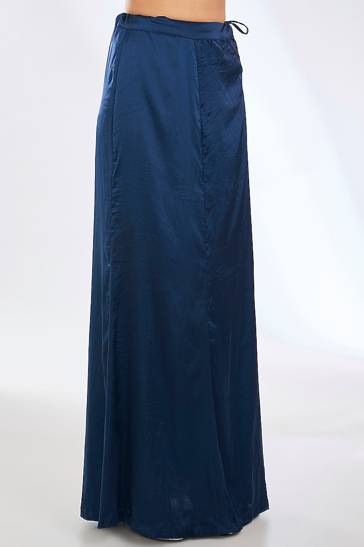 Dark Teal Blue Georgette Sequins Embroidered Reception Saree Set by Rabani & Rakha at Pernia's Pop Up Shop
