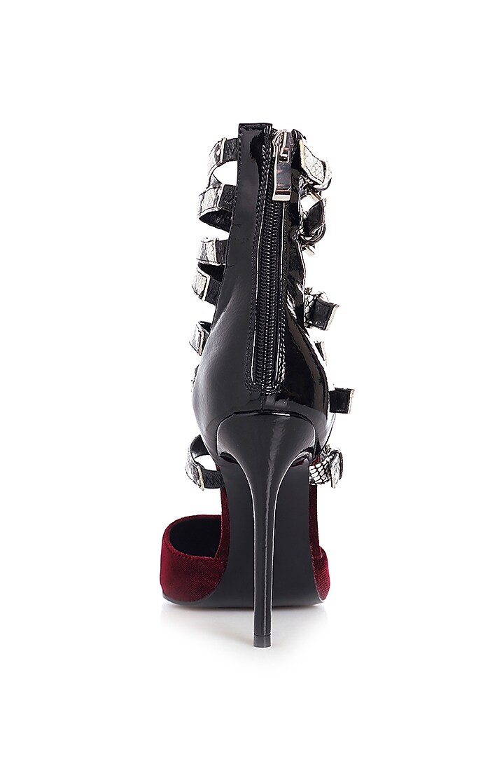 Maroon Printed Stilettos by Runway Reinvented at Pernia's Pop Up Shop