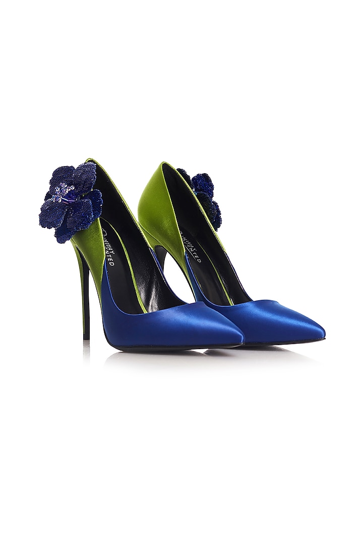 Green & Blue Hand-Embellished Stiletto Pumps by Runway Reinvented at Pernia's Pop Up Shop