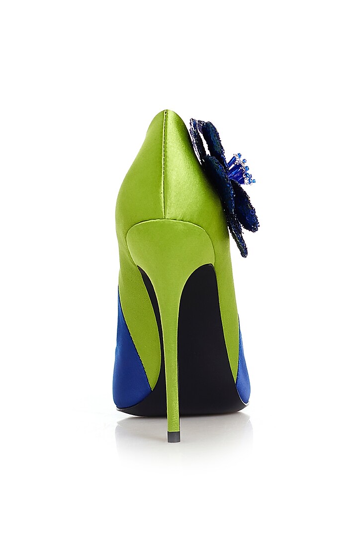Green & Blue Hand-Embellished Stiletto Pumps by Runway Reinvented at Pernia's Pop Up Shop
