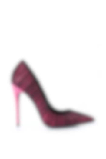 Pink Satin Silk & Tulle Stiletto Pumps by Runway Reinvented at Pernia's Pop Up Shop