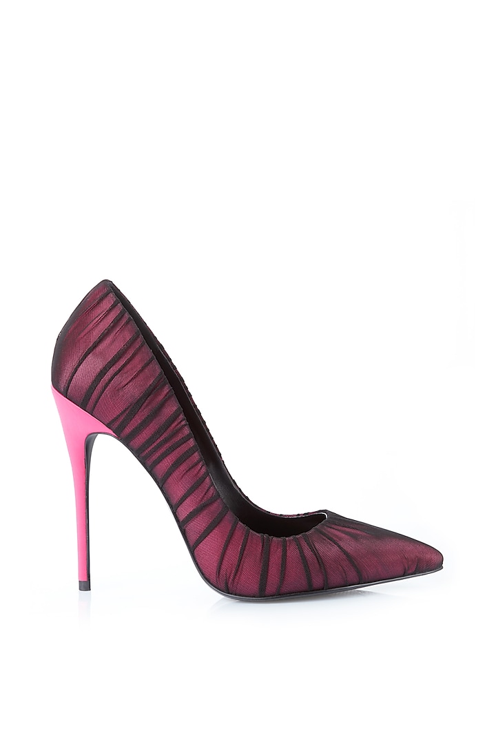 Pink Satin Silk & Tulle Stiletto Pumps by Runway Reinvented