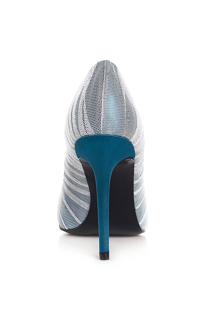 Powder Blue Satin Silk & Tulle Stiletto Pumps by Runway Reinvented at Pernia's Pop Up Shop