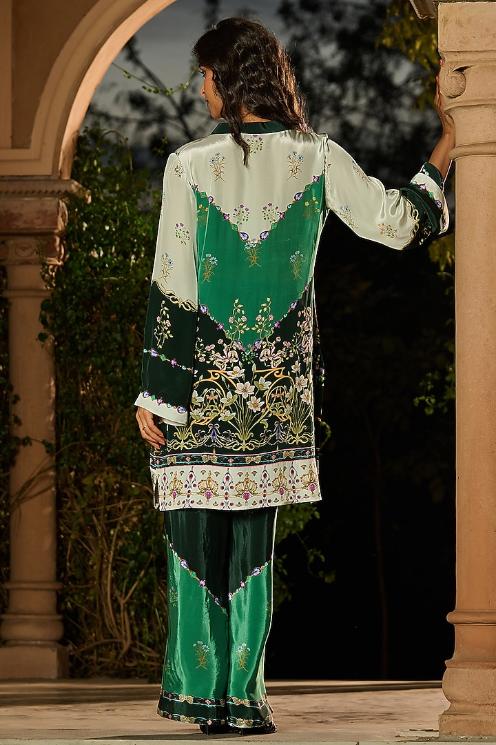 Emerald Green Crepe Floral Printed Co-Ord Set by RINESSA at Pernia's Pop Up Shop