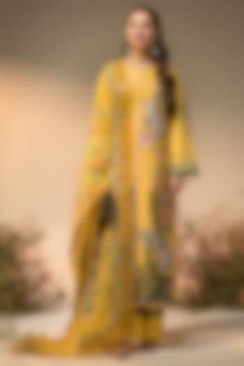 Citrus Yellow Cotton Digital Printed Kurta Set by RINESSA at Pernia's Pop Up Shop