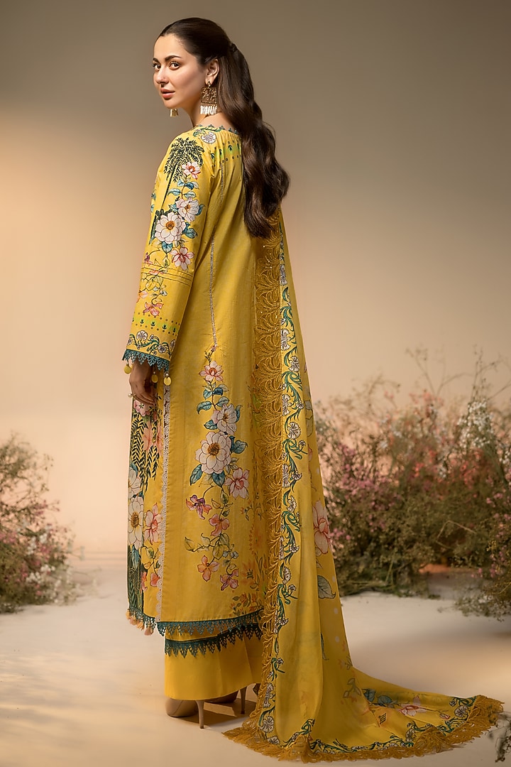 Citrus Yellow Cotton Digital Printed Kurta Set by RINESSA at Pernia's Pop Up Shop