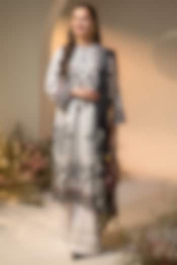 Black & White Cotton Digital Printed Kurta Set by RINESSA at Pernia's Pop Up Shop