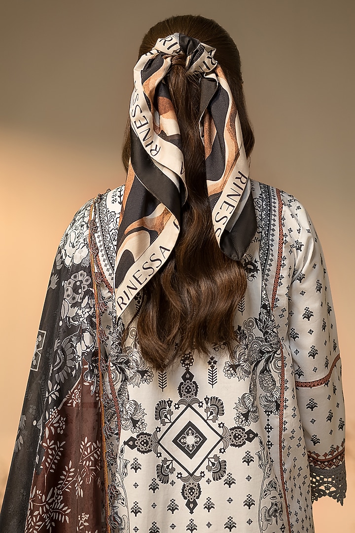 Black & White Cotton Digital Printed Kurta Set by RINESSA at Pernia's Pop Up Shop