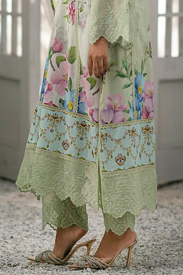 Mint Cotton Digital Printed Kurta Set by RINESSA at Pernia's Pop Up Shop