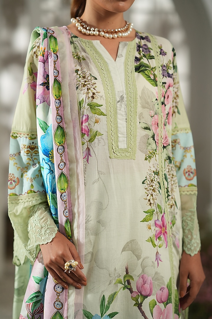 Mint Cotton Digital Printed Kurta Set by RINESSA at Pernia's Pop Up Shop