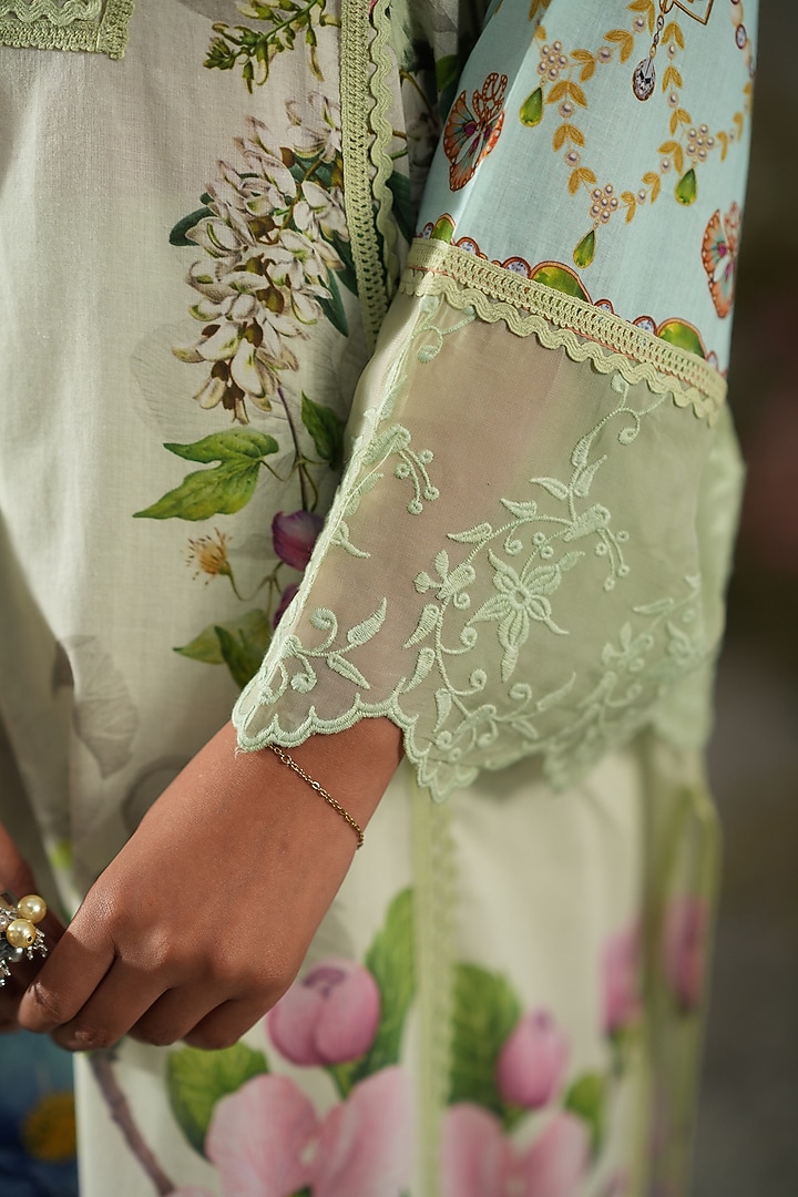 Mint Cotton Digital Printed Kurta Set by RINESSA at Pernia's Pop Up Shop
