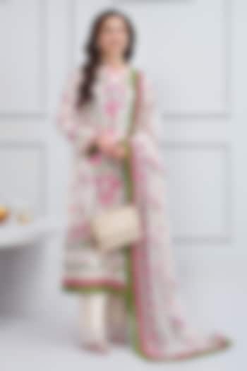 Ivory Cotton Sequins Embroidered Kurta Set by RINESSA at Pernia's Pop Up Shop