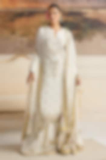 Ivory Organza Zari Work Gharara Set by RINESSA at Pernia's Pop Up Shop