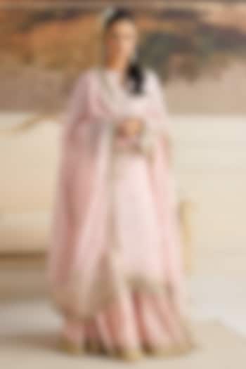 Pink Organza Zari Work Gharara Set by RINESSA at Pernia's Pop Up Shop