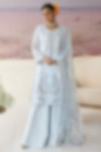 Light Blue Organza Zari Work Kurta Set by RINESSA at Pernia's Pop Up Shop