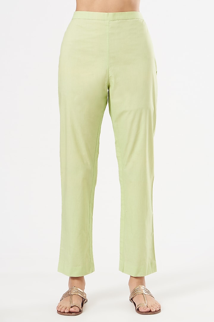 Lime Green Zari-Embroidered Kurta Set by Rajat & shradda at Pernia's Pop Up Shop