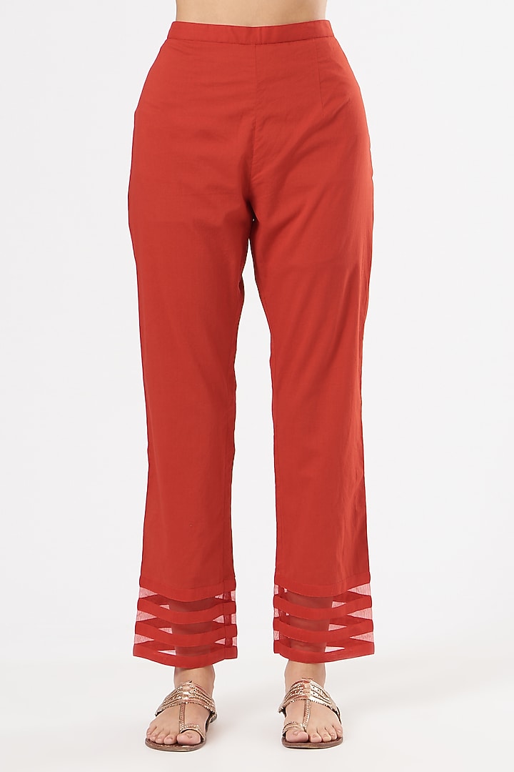Red Thread Work Embroidered Kurta Set by Rajat & shradda at Pernia's Pop Up Shop
