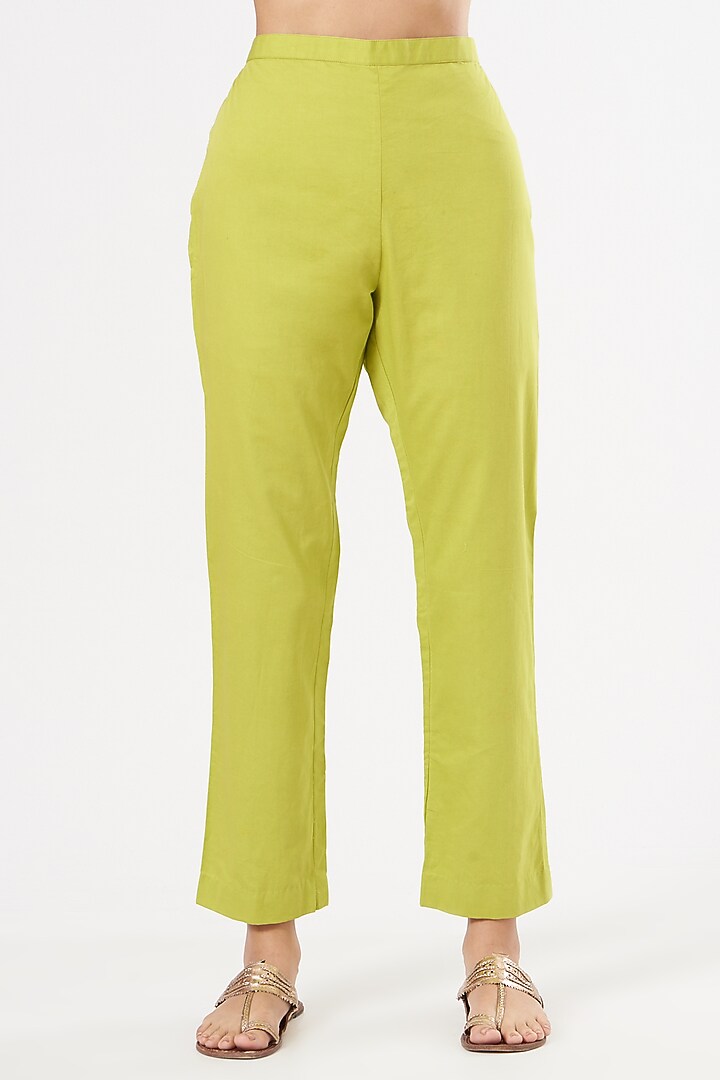 Lime Green Thread Work Embroidered Kurta Set by Rajat & shradda at Pernia's Pop Up Shop