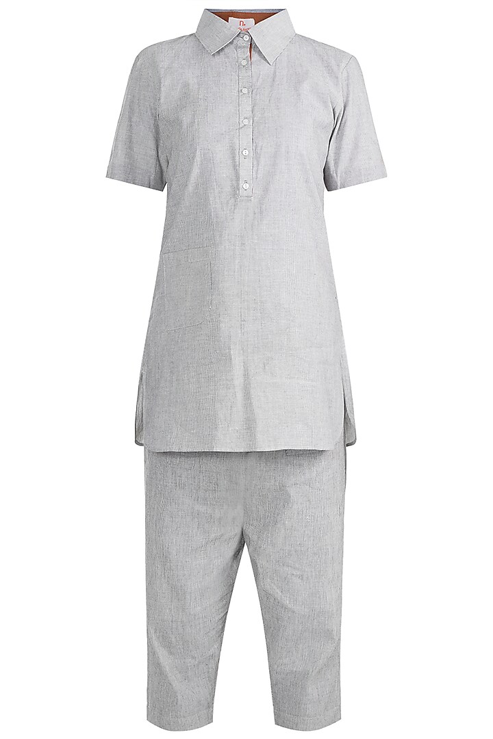 Grey Shirt With Trouser Pants by Ruchira Nangalia