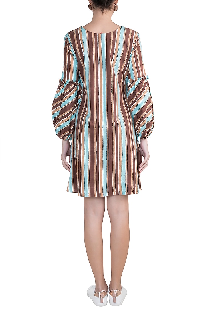 Multicolored Striped Ruffled Dress by Ruchira Nangalia at Pernia's Pop Up Shop