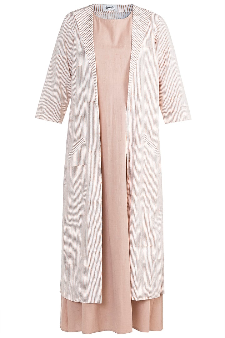 Blush Pink Layered Dress With Jacket by Ruchira Nangalia at Pernia's Pop Up Shop