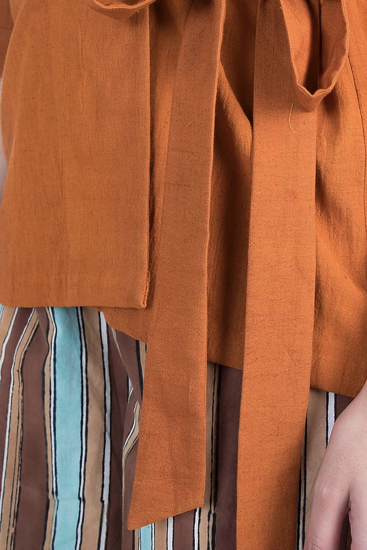 Ochre Brown Roped Top With Culotte Pants by Ruchira Nangalia at Pernia's Pop Up Shop