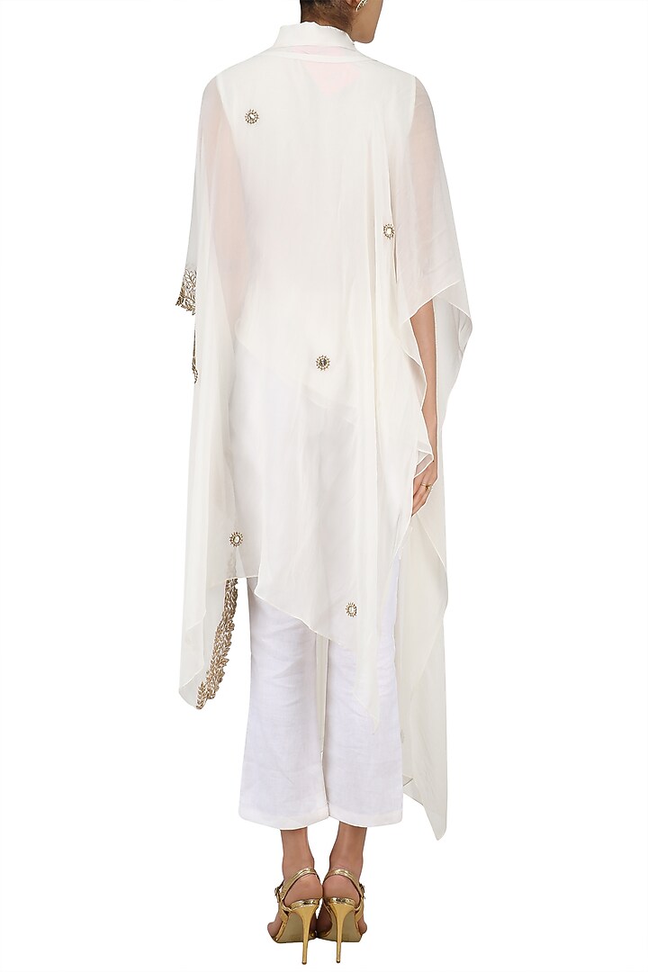 Ivory embroidered cape, shirt and pants set available only at Pernia's Pop Up Shop.
