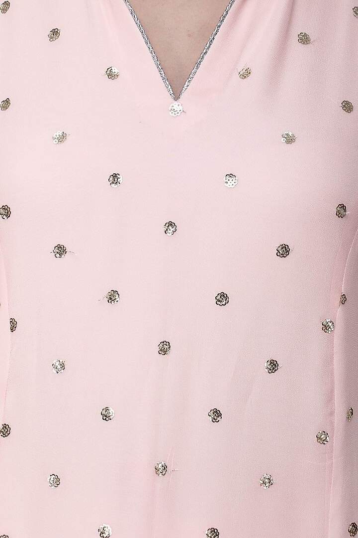 Pale pink sequins embroidered kurta with pants set available only at Pernia's Pop Up Shop.
