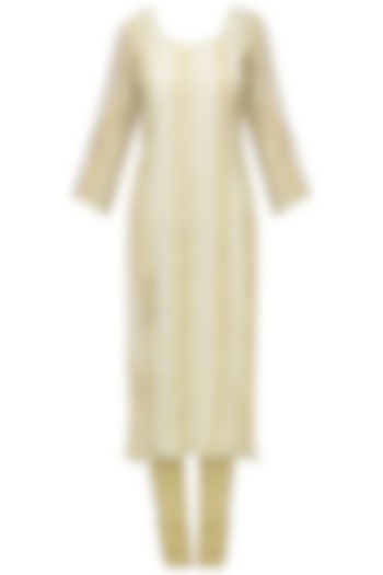 Beige gota work kurta set available only at Pernia's Pop Up Shop.