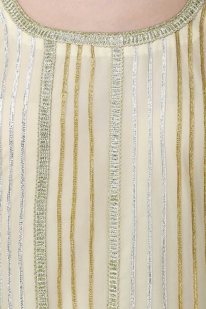 Beige gota work kurta set available only at Pernia's Pop Up Shop.