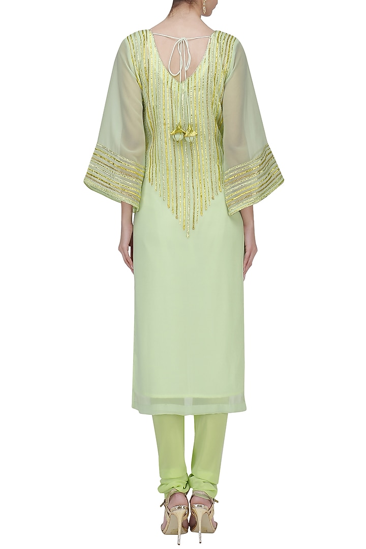 Pale green gota work kurta set available only at Pernia's Pop Up Shop.