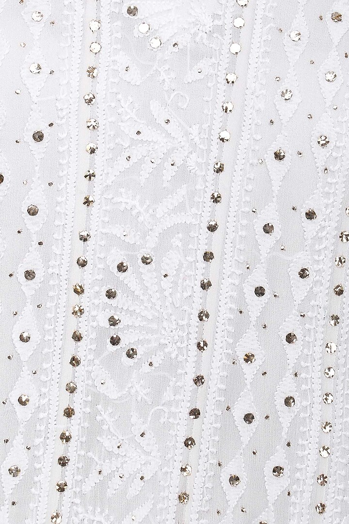 White chikankari embroidered anarkali set available only at Pernia's Pop Up Shop.