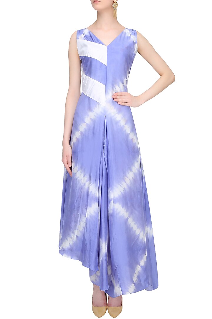 Indigo tye and dye slashed flary dress available only at Pernia's Pop Up Shop.