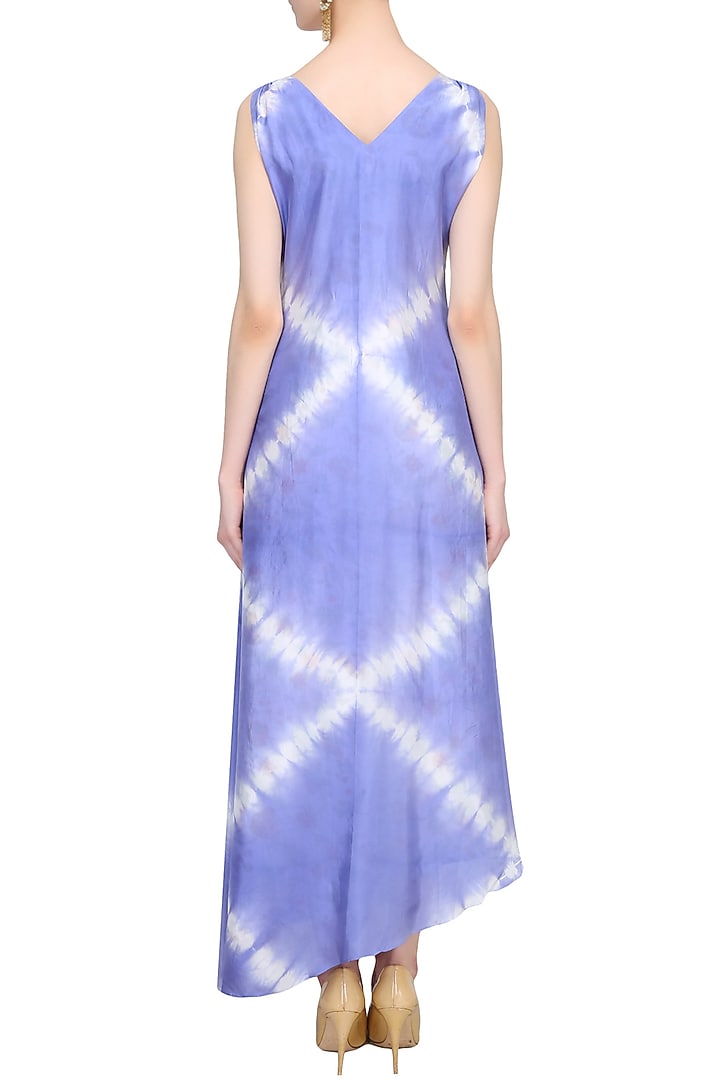 Indigo tye and dye slashed flary dress available only at Pernia's Pop Up Shop.