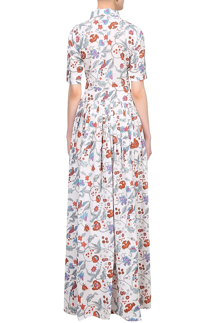 Indigo floral block printed shirt maxi dress available only at Pernia's Pop Up Shop.