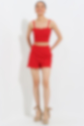 Red Cotton Blend Bustier by Ranna Gill at Pernia's Pop Up Shop