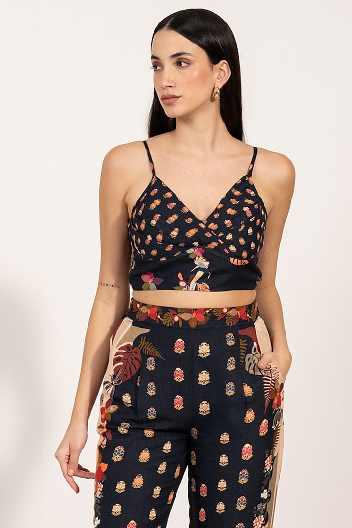 Multi-Colored Linen Viscose Printed Bustier by Ranna Gill at Pernia's Pop Up Shop