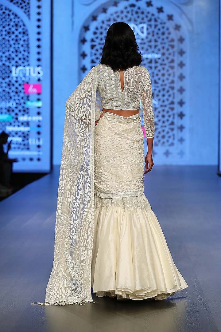 Ivory Embroidered Bridal Lehenga Set by Rabani & Rakha at Pernia's Pop Up Shop