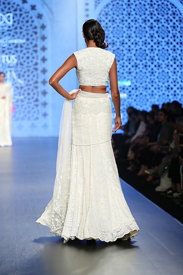 Ivory 18 Kali Embroidered Bridal Lehenga Set by Rabani & Rakha at Pernia's Pop Up Shop