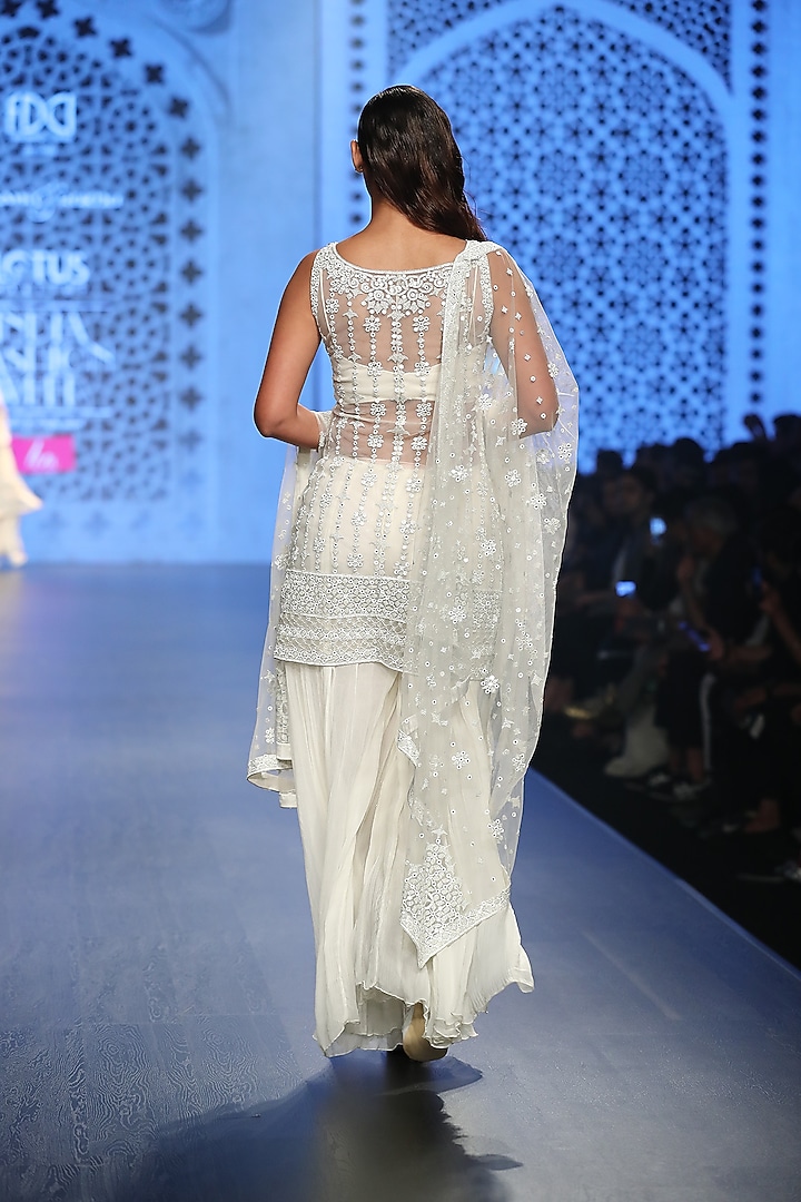 Ivory Embroidered Bridal Sharara Set by Rabani & Rakha at Pernia's Pop Up Shop
