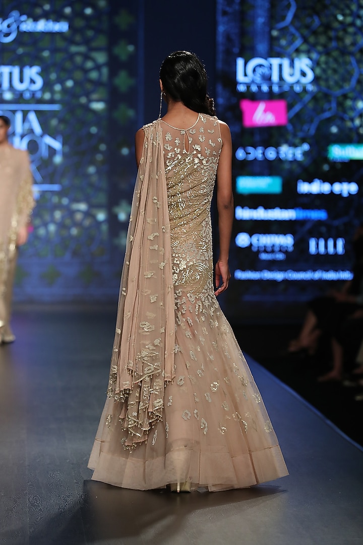 Gold Embroidered A-Line Jaal Gown by Rabani & Rakha at Pernia's Pop Up Shop