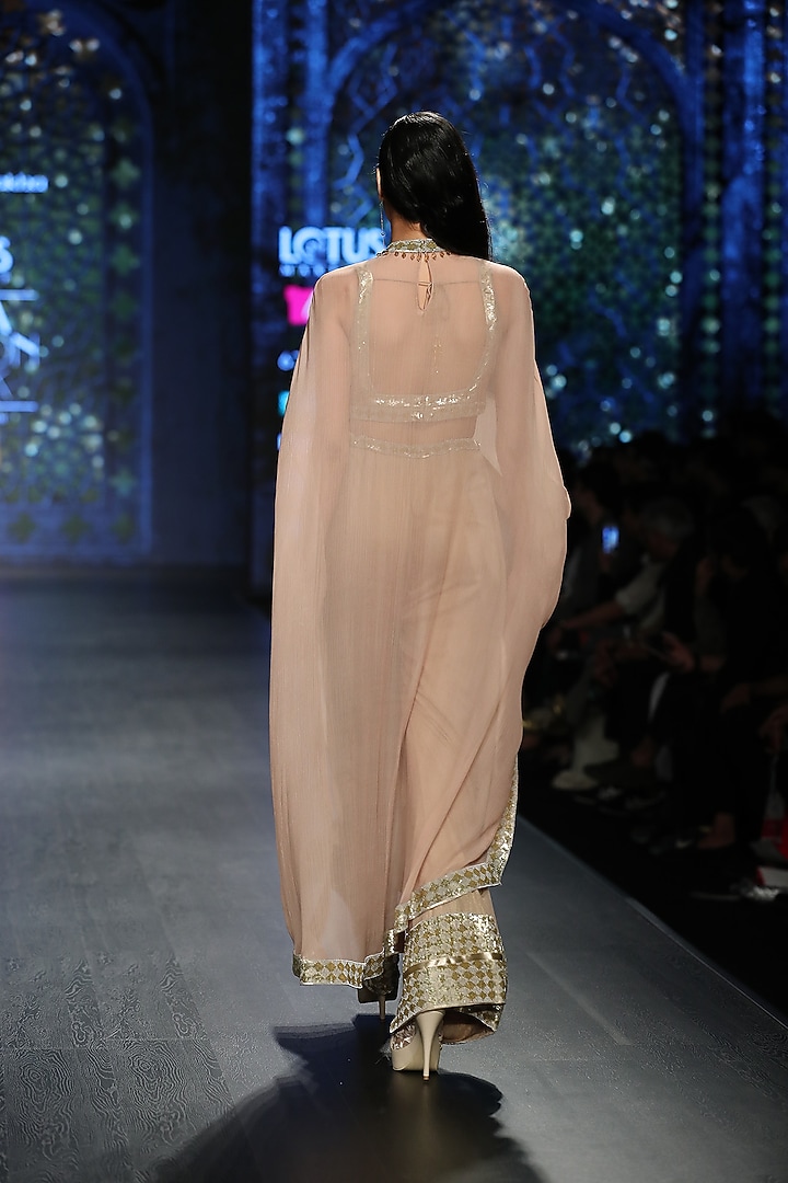 Gold Cape With Blouse & Dhoti Pants by Rabani & Rakha at Pernia's Pop Up Shop