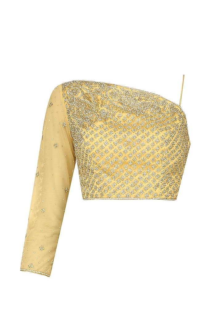 Honey beads embroidered saree set available only at Pernia's Pop Up Shop.