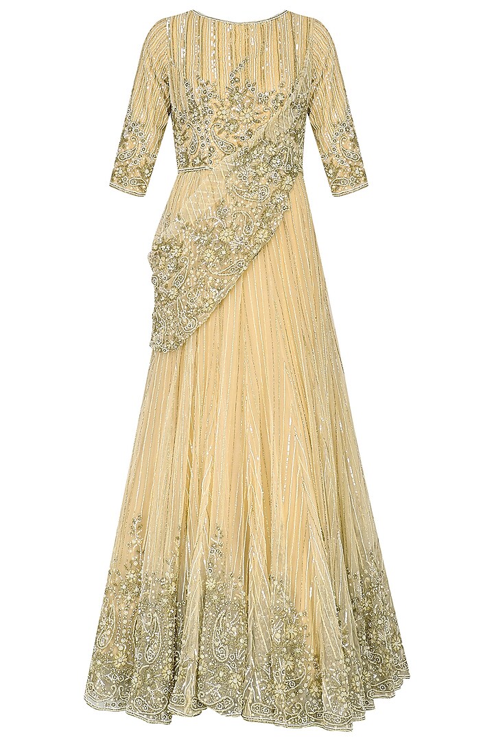 Honey Sequins and Beads Embroidered Gown by Rabani & Rakha