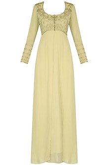 Beige floral embroidered shimmer gown available only at Pernia's Pop Up ...