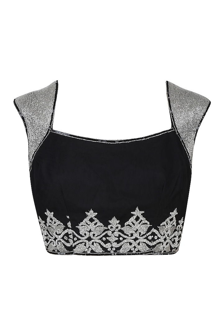 Black embroidered saree with matching blouse available only at Pernia's Pop Up Shop.