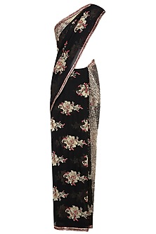 black floral saree blouse