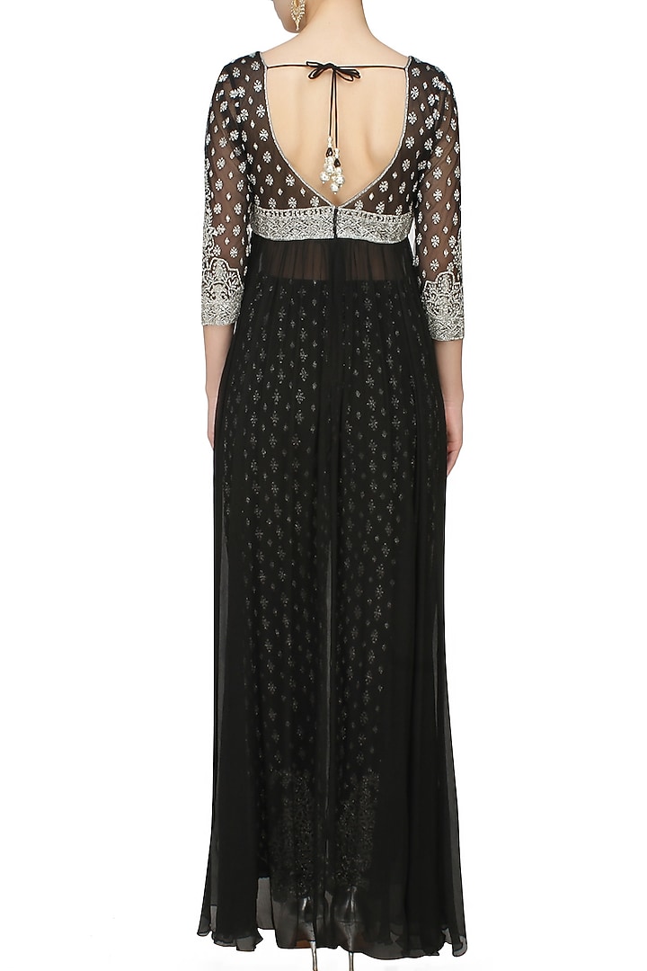 Black and silver embroiodered gown with fully embellished trousers available only at Pernia's Pop Up Shop.