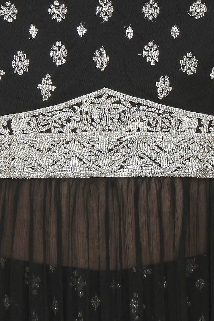 Black and silver embroiodered gown with fully embellished trousers available only at Pernia's Pop Up Shop.